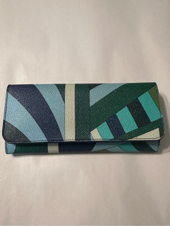 Emilio Pucci Handbags - Emilio Pucci Continental Blue & Teal Patterned Long Wallet - Snap Closure